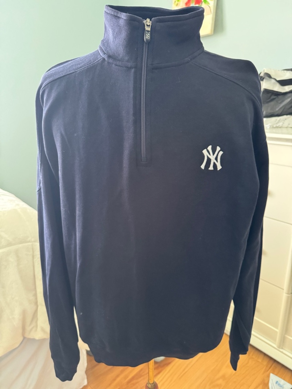 Cutter & Buck Navy Quarter-Zip Pullover with White NY Yankees logo
